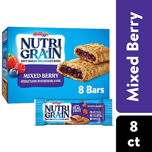 Nutri-Grain Mixed Berry Soft Baked Breakfast Bars, 10.4 oz, 8 Count