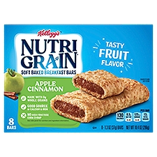 Kellogg's NUTRI GRAIN Apple Cinnamon Soft Baked Breakfast Bars, 1.3 oz, 8 count