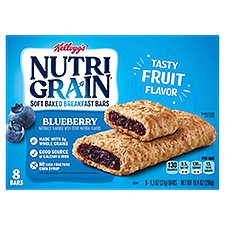 Kellogg's NUTRI GRAIN Blueberry Soft Baked Breakfast Bars, 1.3 oz, 8 count
