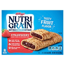 Kellogg's NUTRI GRAIN Strawberry Soft Baked Breakfast Bars, 1.3 oz, 8 count