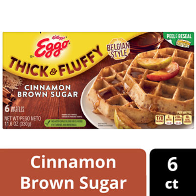Eggo Thick and Fluffy Cinnamon Brown Sugar Frozen Waffles, 11.6 oz, 6 Count