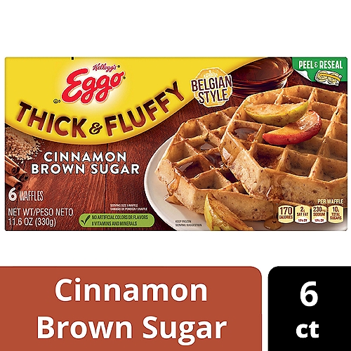 Eggo Thick and Fluffy Cinnamon Brown Sugar Frozen Waffles, 11.6 oz, 6 Count