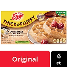 Eggo Thick and Fluffy Original Frozen Waffles, 11.6 oz, 6 Count
