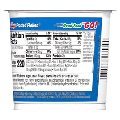 Kellogg's Frosted Flakes Breakfast Cereal, 8 Vitamins and Minerals