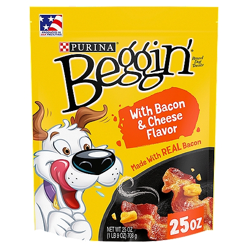 Tempt your canine with the bacony madness and cheesy deliciousness he deserves for being your top dog when you open a pouch of these Purina Beggin' Strips With Bacon & Cheese Flavor adult dog treats.