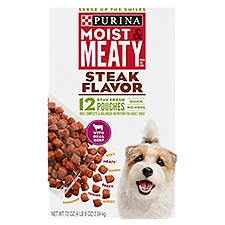 Purina Moist & Meaty Wet Dog Food, Steak Flavor - 12 ct. Pouch