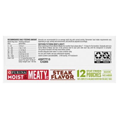 Purina moist and hot sale meaty feeding guidelines