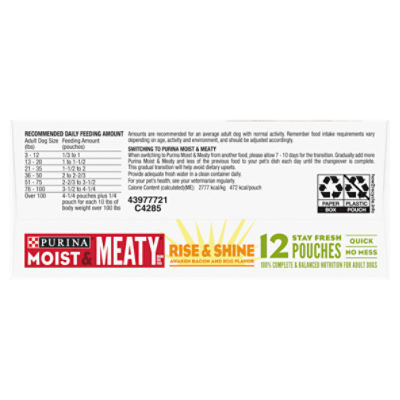 Purina Moist Meaty Rise Shine Awaken Bacon and Egg Flavor Dog