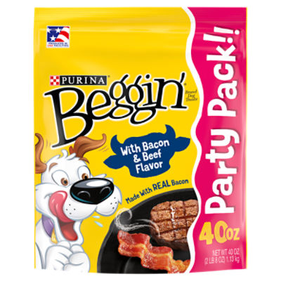 Purina Beggin' Strips Real Meat Dog Treats, Bacon & Beef Flavors - 40 oz. Pouch
