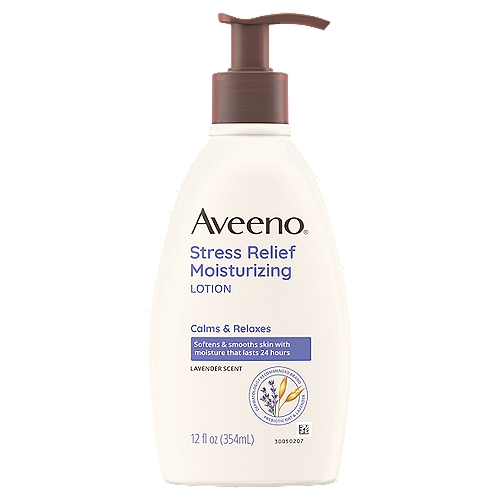 Aveeno Active Naturals Stress Relief Moisturizing Lotion, 12 fl oz
This unique lotion helps to calm and relax you as you massage it into your skin, while moisturizing to leave skin soft and smooth. Aveeno® brand combines the calming scent of lavender and essential oils of chamomile and ylang-ylang with the soothing properties of oatmeal - long known to hold in moisture.

Discover Aveeno® Active Naturals® ingredients. Simply put, Active Naturals® ingredients are derived from nature and uniquely formulated to reveal skin's natural health and beauty.
Essential Active Naturals® ingredients: Soothing oatmeal