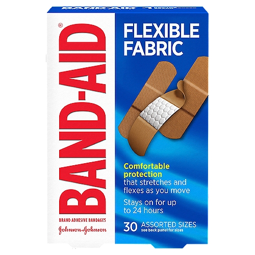 Band-Aid Flexible Fabric Adhesive Bandages, 30 countnBand-Aid Brand Flexible Fabric Adhesive Sterile Bandages provide comfort, protection & coverage of minor wounds for up to 24 hours. Made with Memory Weave fabric for additional comfort while you heal.