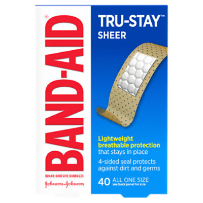 Band-Aid Brand Adhesive Bandages Tru-Stay Sheer, All One Size, 40 Count, 40 Each