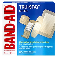 Band-Aid Tru-Stay Sheer Adhesive Bandages, 80 count