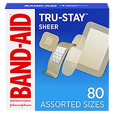 Band-Aid Brand Tru-Stay Sheer Adhesive Bandages, Assorted Sizes, 80 ct, 80 Each