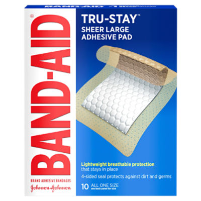 Band-Aid Brand Tru-Stay Adhesive Pads, Large, 10 Count