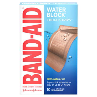 Band-Aid Brand Water Block Tough Strips Adhesive Waterproof Bandages, Extra Large, 10 ct, 10 Each