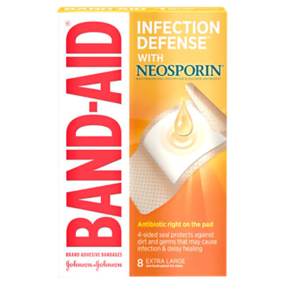 Adhesive Bandages Infection Defense With Neosporin, 8 Each