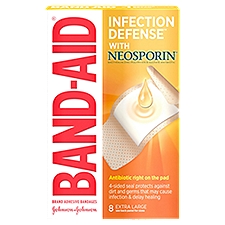 Band-Aid Adhesive Bandages with Neosporin, Extra Large, 8 count