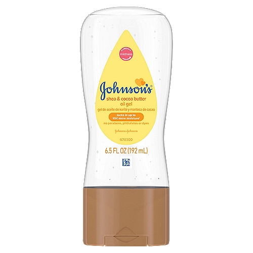 Johnson's Shea & Cocoa Butter Oil Gel, 6.5 fl oz
Locks in up to 10x more moisture†
†on wet skin compared to an ordinary lotion on dry skin.