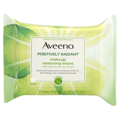 Aveeno Positively Radiant Makeup Removing Wipes, 25 count, 25 Each