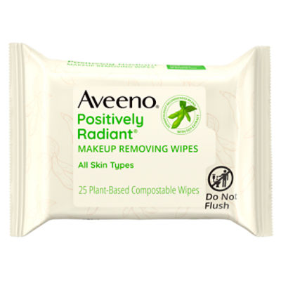 Aveeno Positively Radiant Makeup Removing Wipes, 25 count, 25 Each