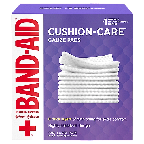 Band-Aid Brand Cushion-Care Gauze Pads, Large, 25 count
Tape:
Ideal for securing gauze & covers

Wrap/Rolled Gauze:
Ideal for securing dressing even on joints