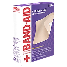 Band-Aid Cushion-Care Adhesive Large, Gauze Pads, 4 Each