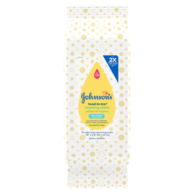 Johnson's Head-to-Toe Baby Cleansing Cloths, Alcohol Free, 15 ct