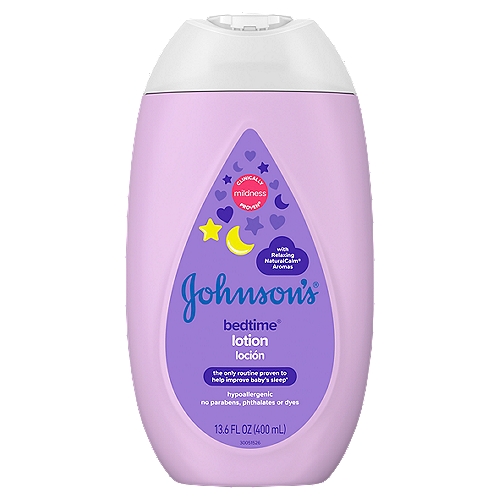 Johnson's Bedtime Baby Lotion, 13.6 fl oz
The only routine proven to help improve baby's sleep†
†Our 3-step routine is clinically proven to help baby fall asleep faster & stay asleep longer
Warm bath + gentle massage + quiet time