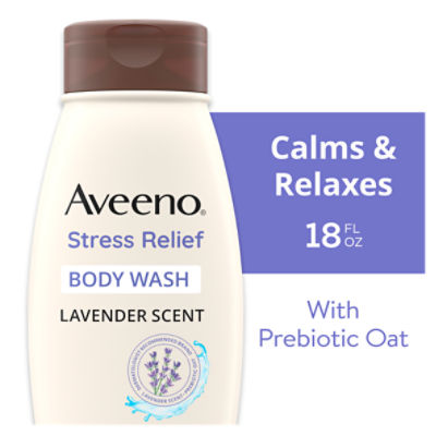 Aveeno Stress Relief Relaxing Oat Body Wash, Lavender Scent, 18 oz