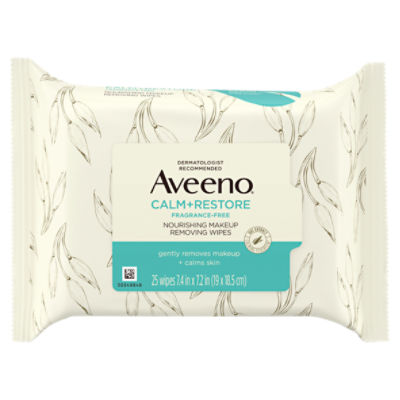 Aveeno Calm+Restore Nourishing Makeup Removing Wipes, 25 count