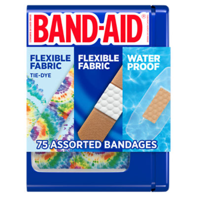 Band-Aid Flexible Fabric Tie-Dye Adhesive Bandages, 75 Count