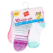 Hanes Toddler Girls' Super Soft Low Cut Socks Value Pack, 4T-5T, 10 count, 10 Each