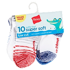 Hanes Toddler Boys' Super Soft Low Cut Socks Value Pack, 12-24 Months, 10 count, 10 Each