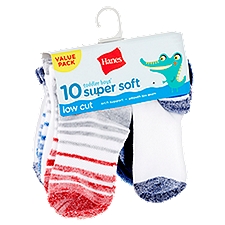 Hanes Toddler Boys' Super Soft Low Cut Socks Value Pack, 2T-3T, 10 count, 10 Each