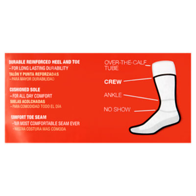 Hanes Cushion Crew Socks Value Pack, 6-12, 6 pair - ShopRite