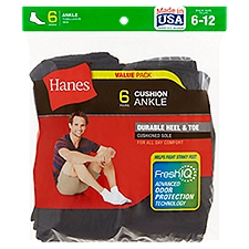 Hanes Socks - Mens Anklet, 6 Each