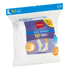 Hanes Cool Comfort Cushioned Crew Socks Value Pack, 5-9, 10 pair