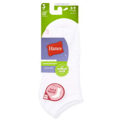 Hanes ComfortSoft Women's White Lightweight Low Cut Socks, Shoe Size 5-9, 3  pair - ShopRite
