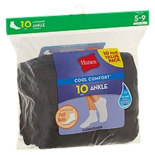 Hanes Cool Comfort Cushioned Ankle 5-9, Socks, 10 Each
