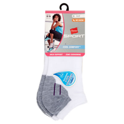 Buy Hanes Women's Signature No Show Socks 6 Pair Pack, White/Black/Grey,  Shoe Size: 5-9 at