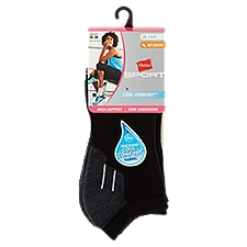 Hanes Cool Comfort Sport Black No Show Size 5-9, Socks, 3 Each