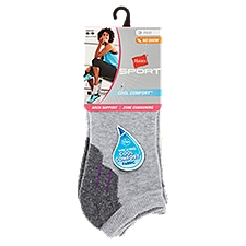 Hanes Cool Comfort Sport Grey No Show Socks, Size 5-9, 3 pair, 3 Each