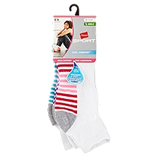 Hanes Cool Comfort Sport Ankle Socks, Size 5-9, 3 pair