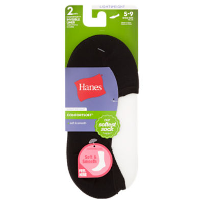 Hanes ComfortSoft Lightweight Invisible Liner Socks, Shoe Size 5-9, 2 pairs