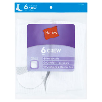 Hanes Women's Breathable Cushioned Crew Socks, Comfort Toe