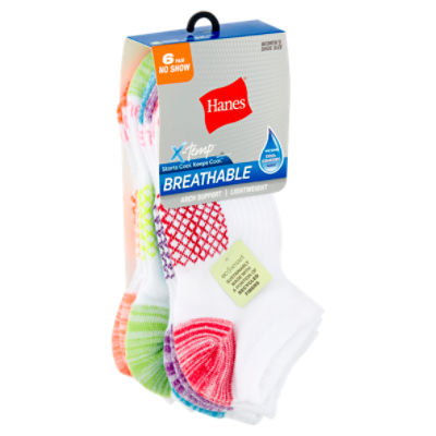 Hanes X-Temp Breathable No Show Women's Socks, Shoe Size 5-9, 6