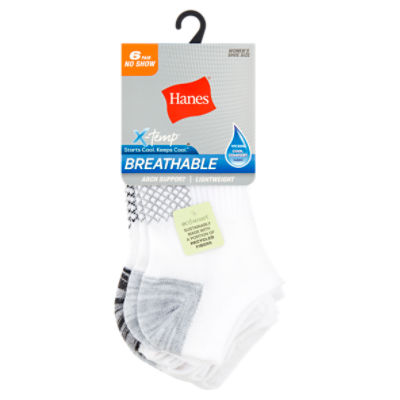 Hanes X-Temp Breathable No Show Women's Socks, Shoe Size 5-9, 6 pair