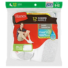 Hanes Men's Cushion Ankle Value Pack, Shoe Size 6-12, 12 pair