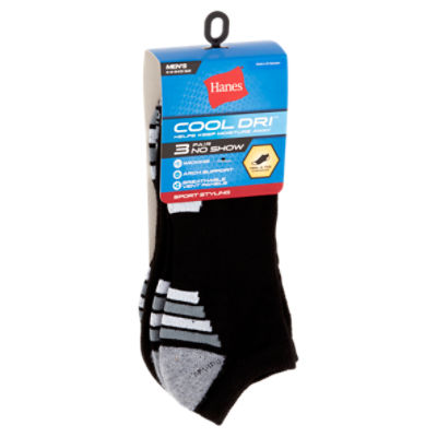 Hanes Cool DRI Men's Crew Socks with Ventilation, 3-Pairs